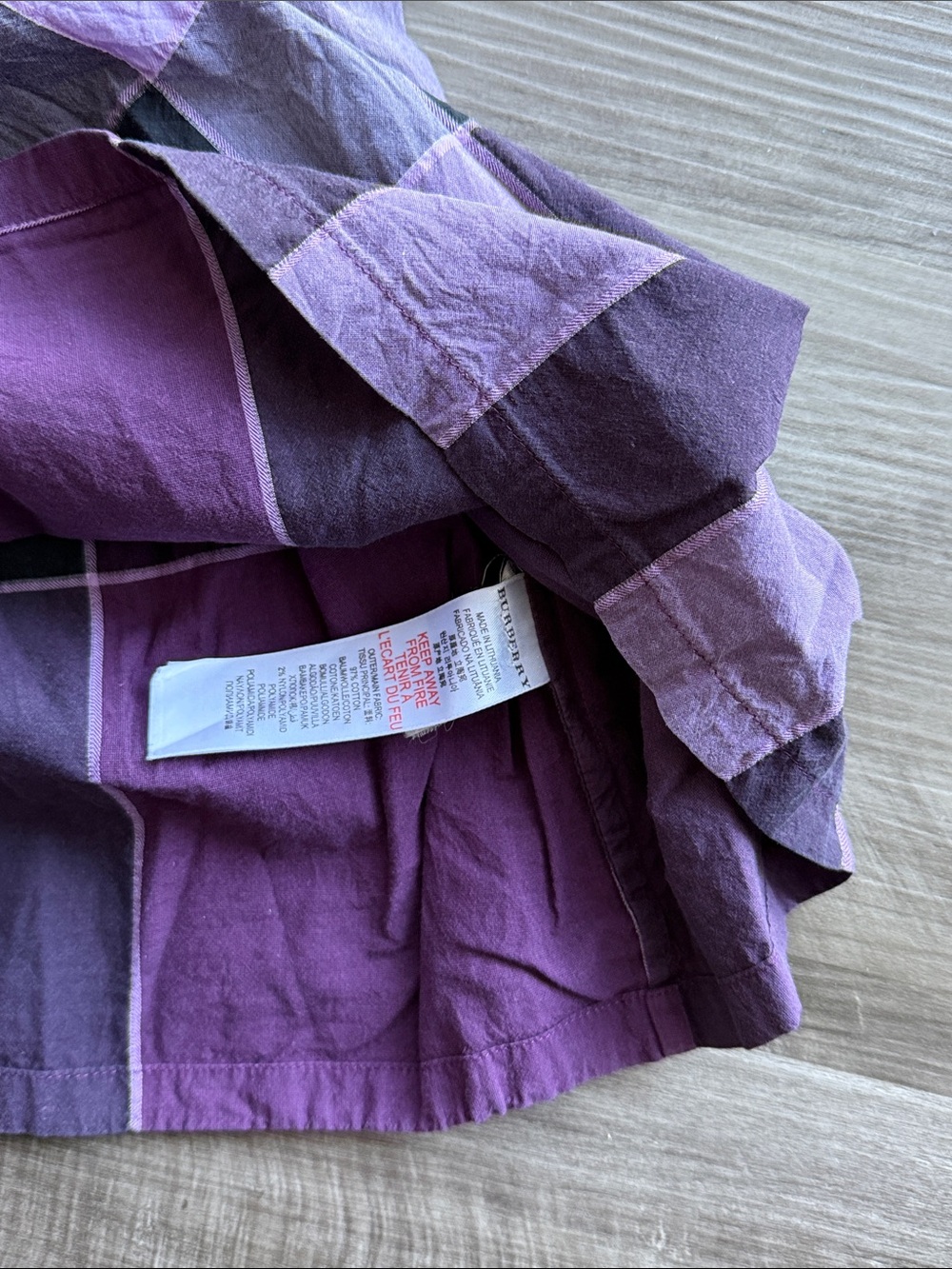 Burberry Purple Plaid Short Sleeve Dress - Picture 2 of 4